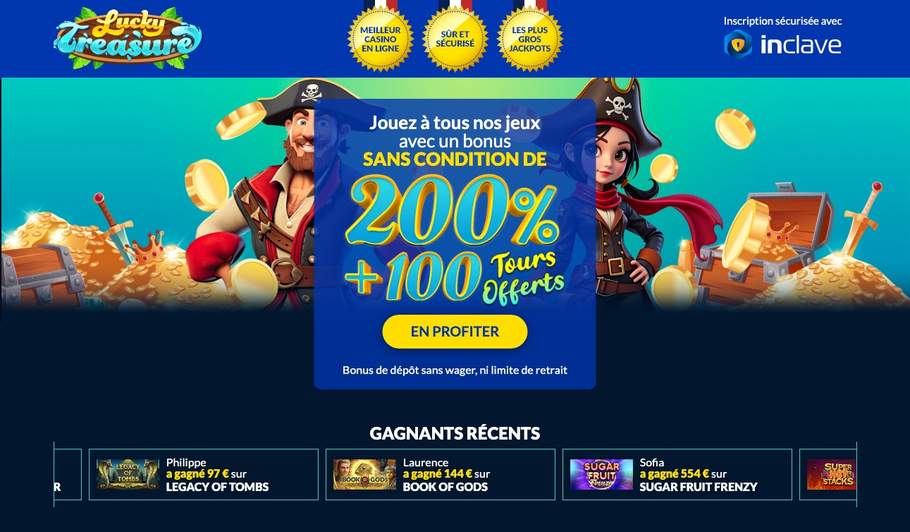 Aperçu de la plateforme Lucky Treasure