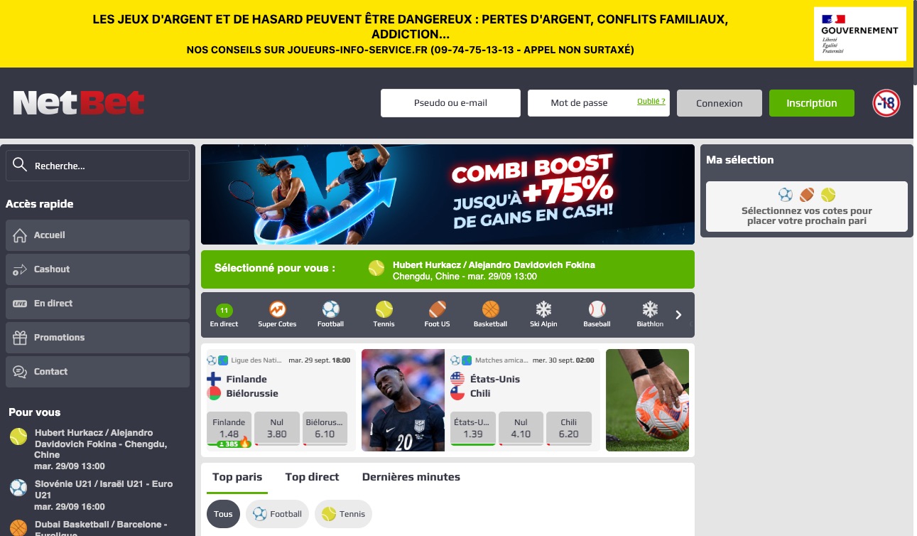 Aperçu de la plateforme 1. NetBet — le généraliste au bonus remboursé